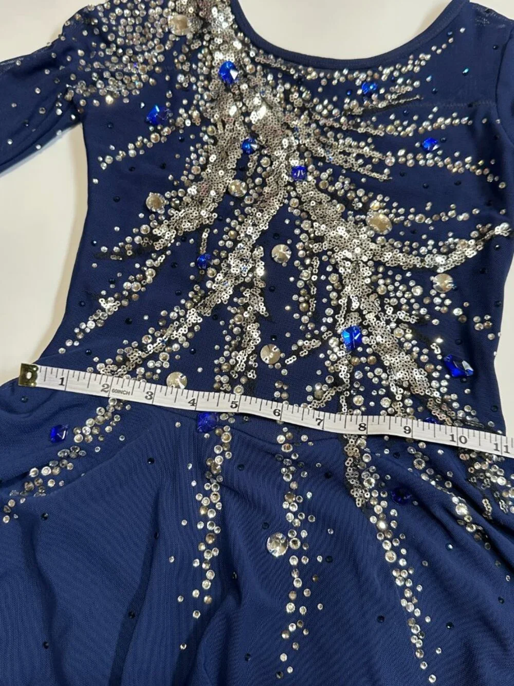 New Navy Blue Crystal Figure Skating Dress, Girls 10